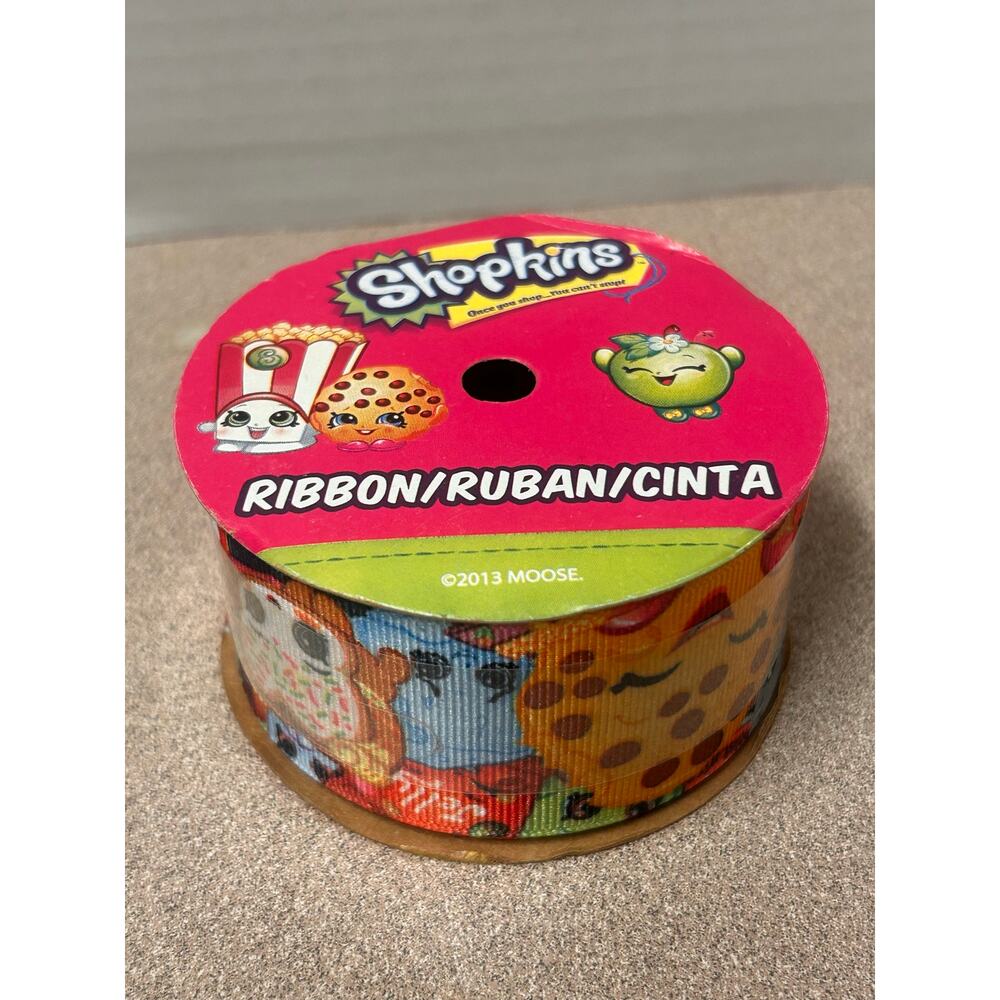 NEW Berwick Offray Shopkins Polyester Ribbon 9ft long spool 1 1/2” wide vintage